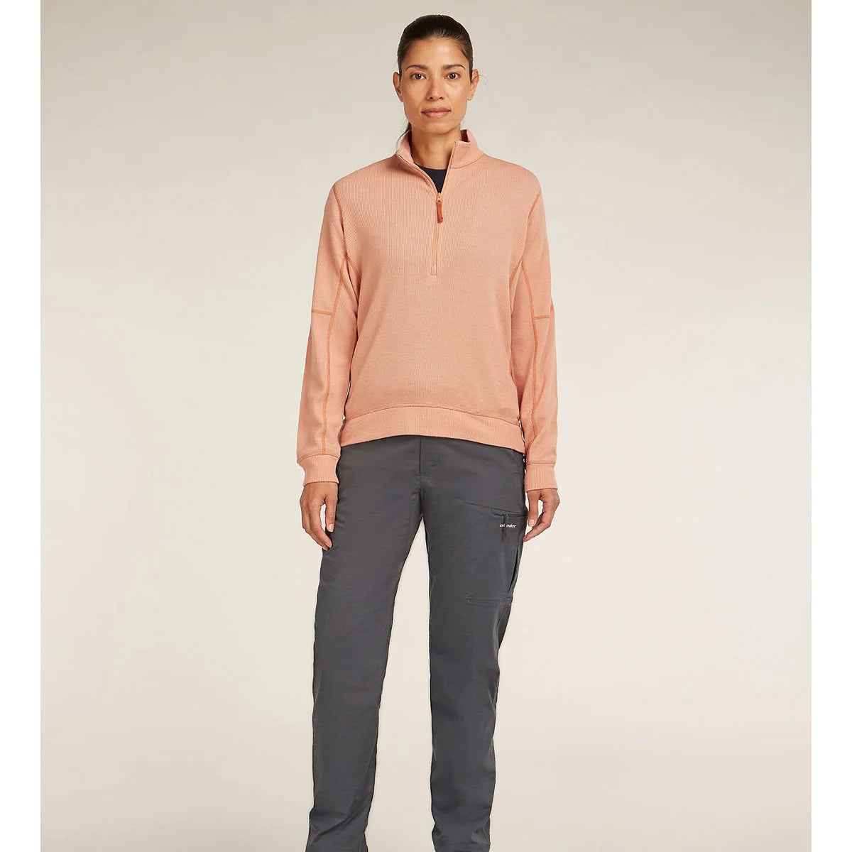 Icebreaker Womens Merino 260 Waffle Knit Wander Long Sleeve Half Zip