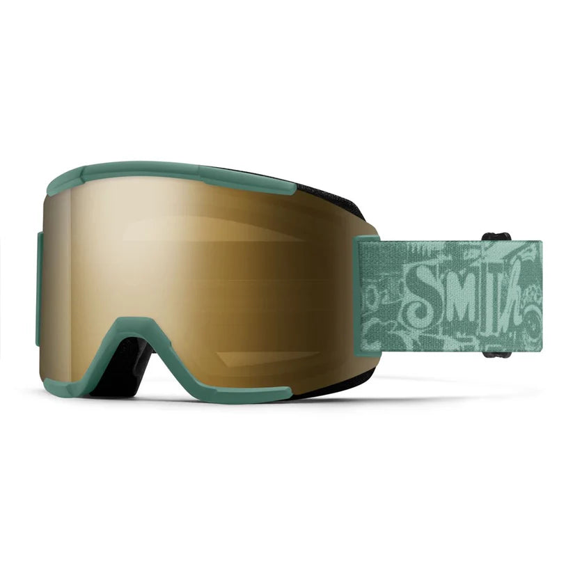 Smith Squad Low Bridge Fit Ski Goggle CP Sun Black Gold Mirror Clear Cactus Zine