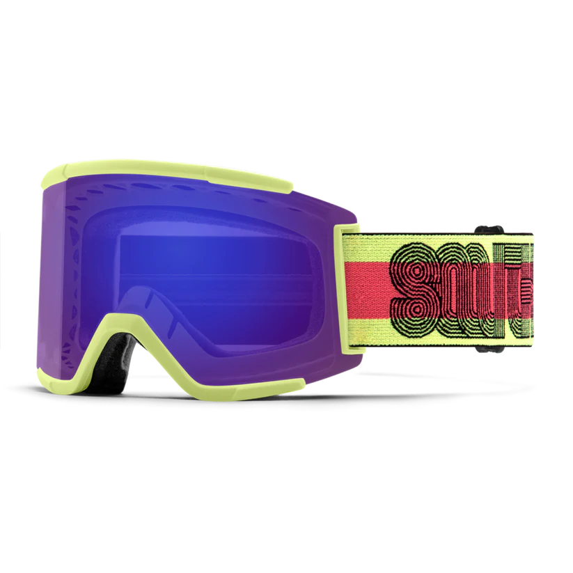Smith Squad XL Low Bridge Fit Ski Goggle CP Ev Violet Mirror St Amber Serpentine Lined Up