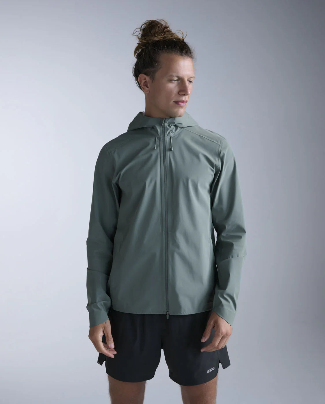 2XU Mens Ignition Shield Waterproof Jacket Olive Leaf Black Reflective
