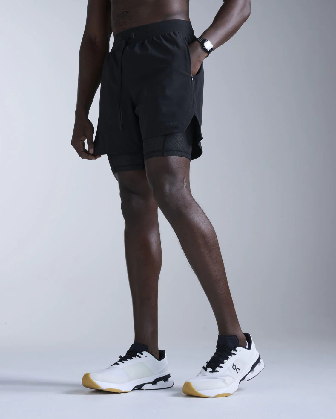 2XU Mens Flex 2-in-1 5 Inch Shorts Black Black