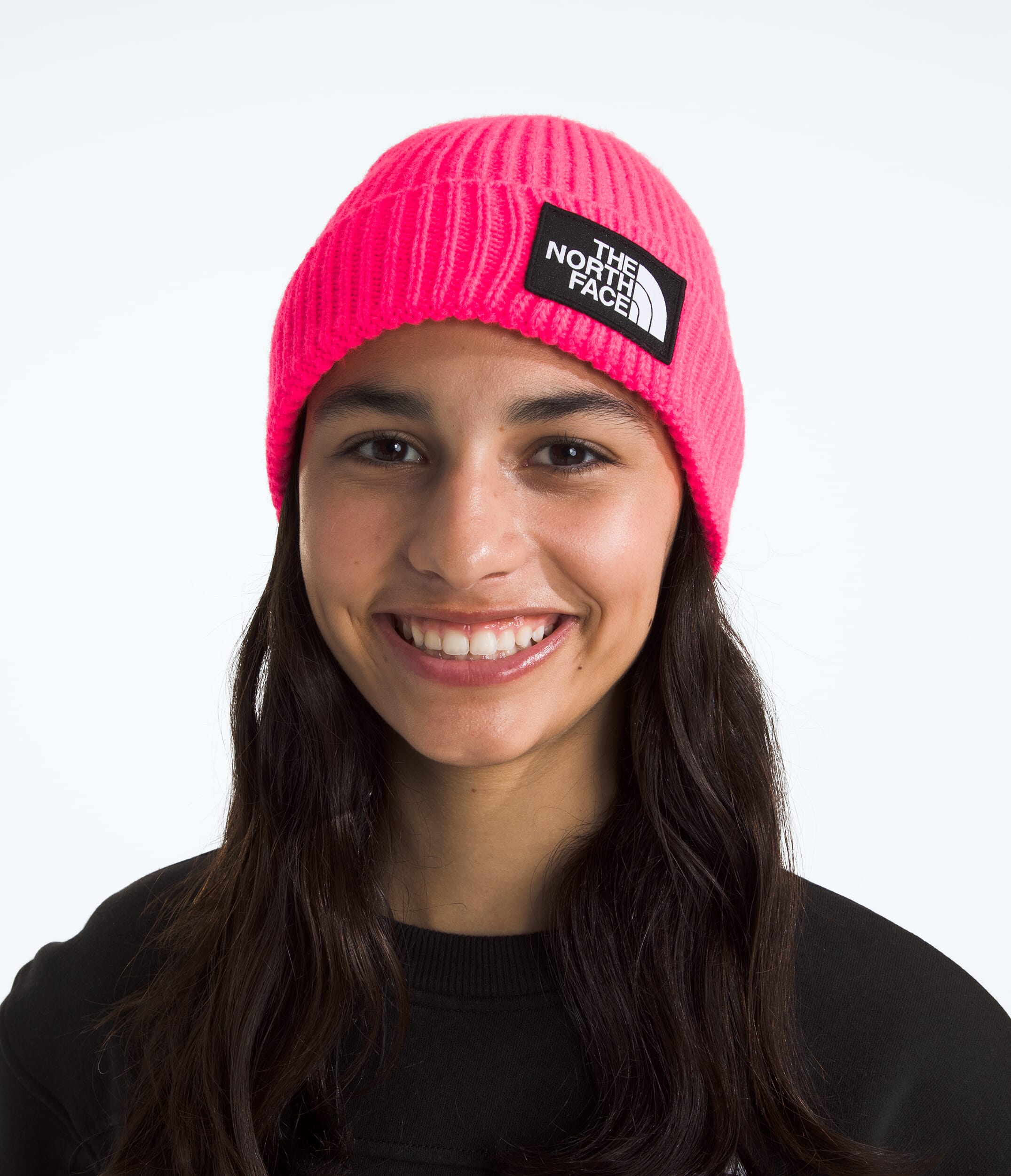 TNF Kids Box Logo Cuffed Beanie RADIANT POPPY One Size