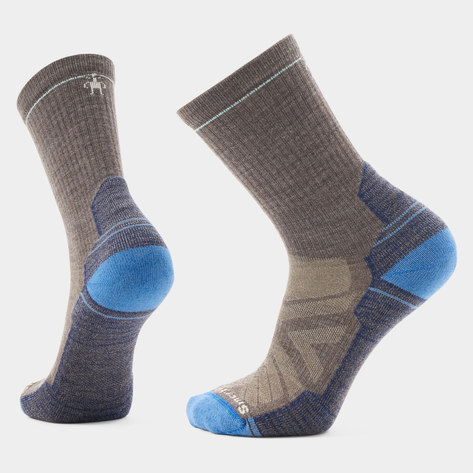 Smartwool Hike Light Cushion Crew Socks Medium Taupe-Laguna Blue