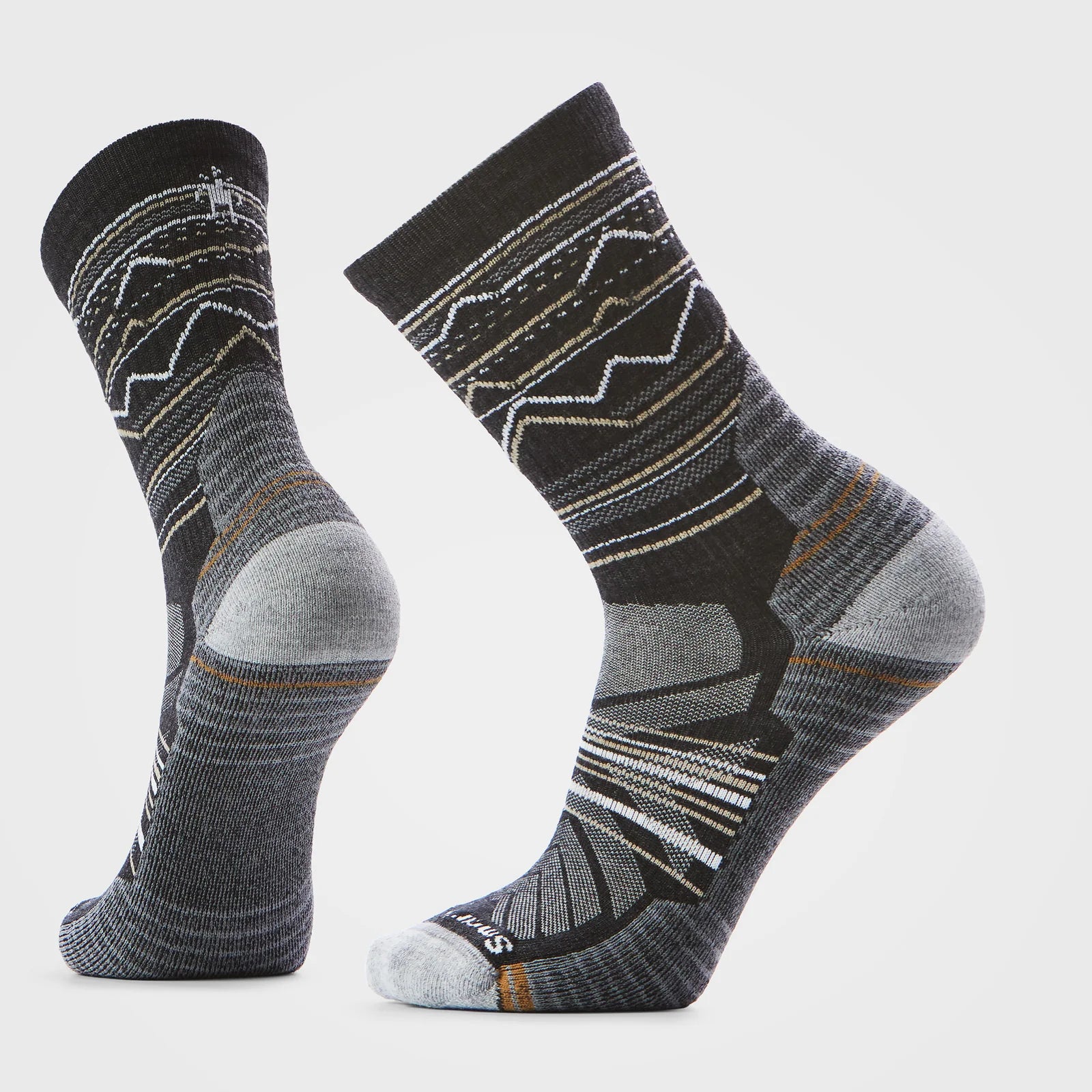 Smartwool Hike Light Cushion Mountain Range Crew Socks Charcoal-Light Gray
