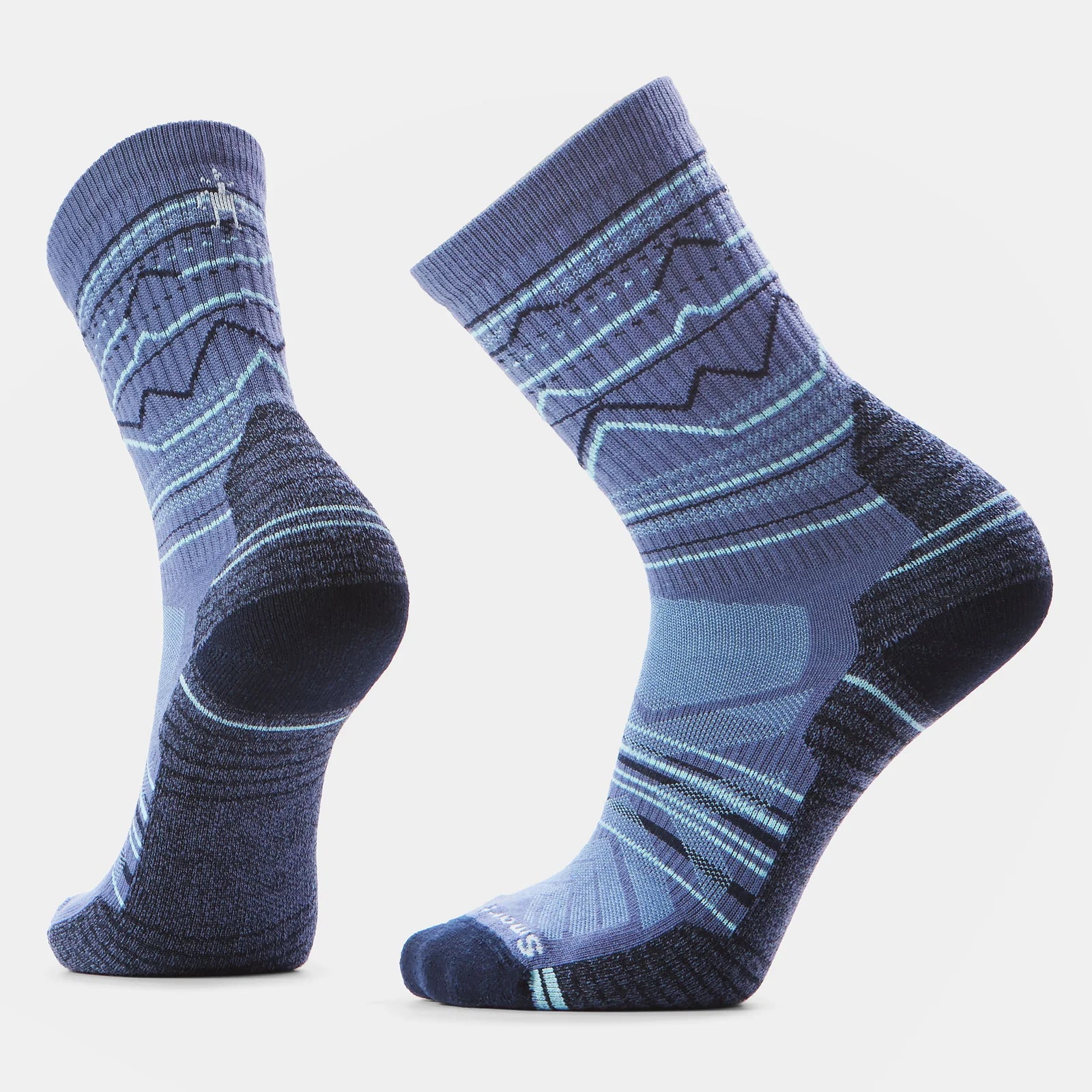 Smartwool Hike Light Cushion Mountain Range Crew Socks Nightfall Blue