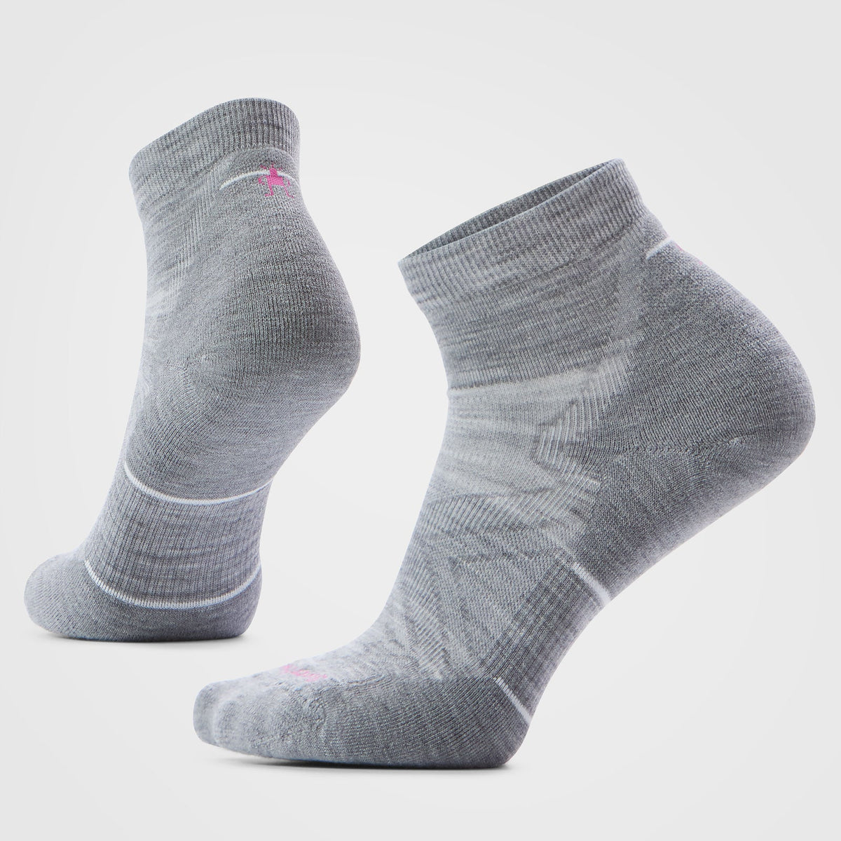 Smartwool Womens Run Targeted Cushion Ankle Socks Light Gray White