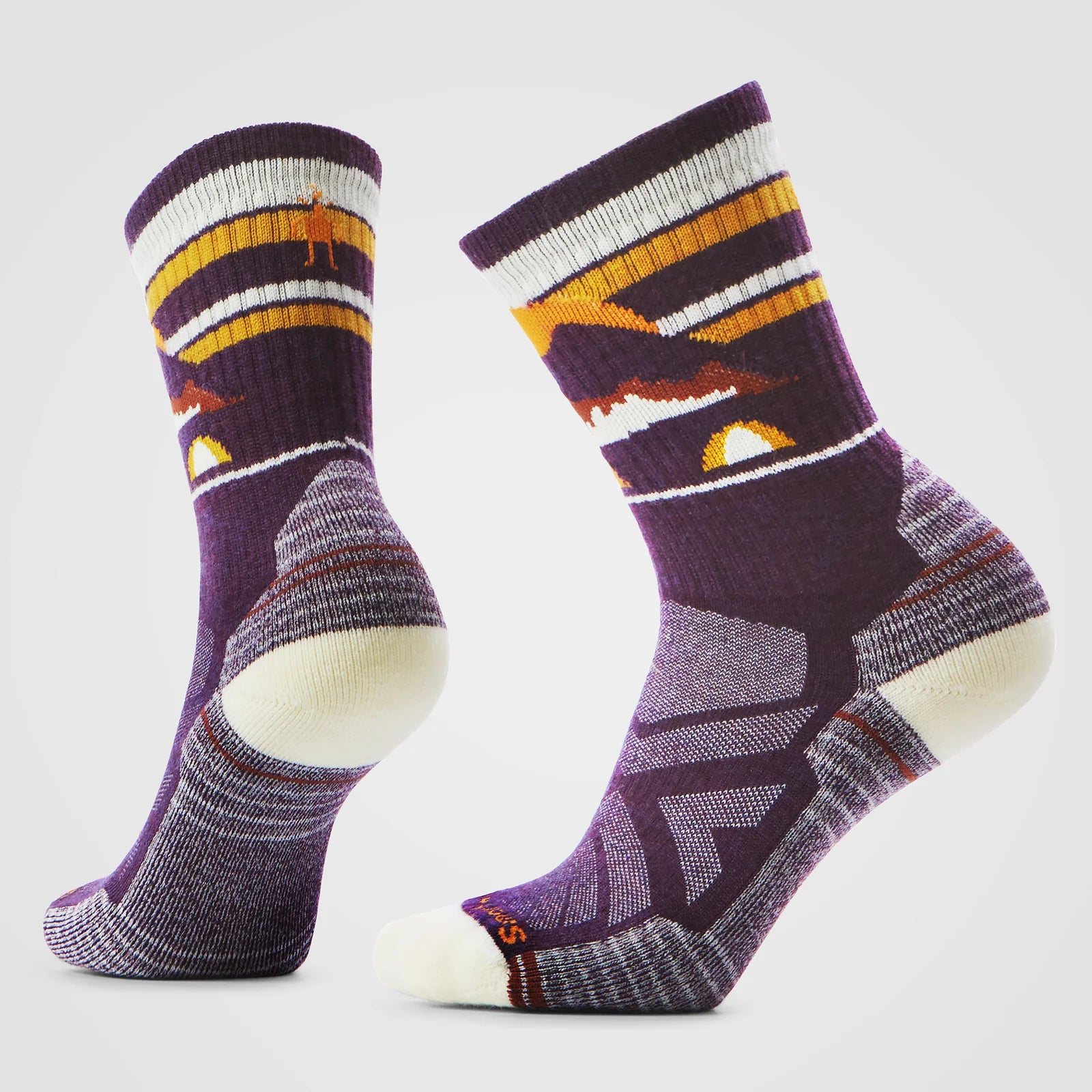 Smartwool Womens Hike Light Cushion Mountain Moon Crew Socks Small Purple Iris