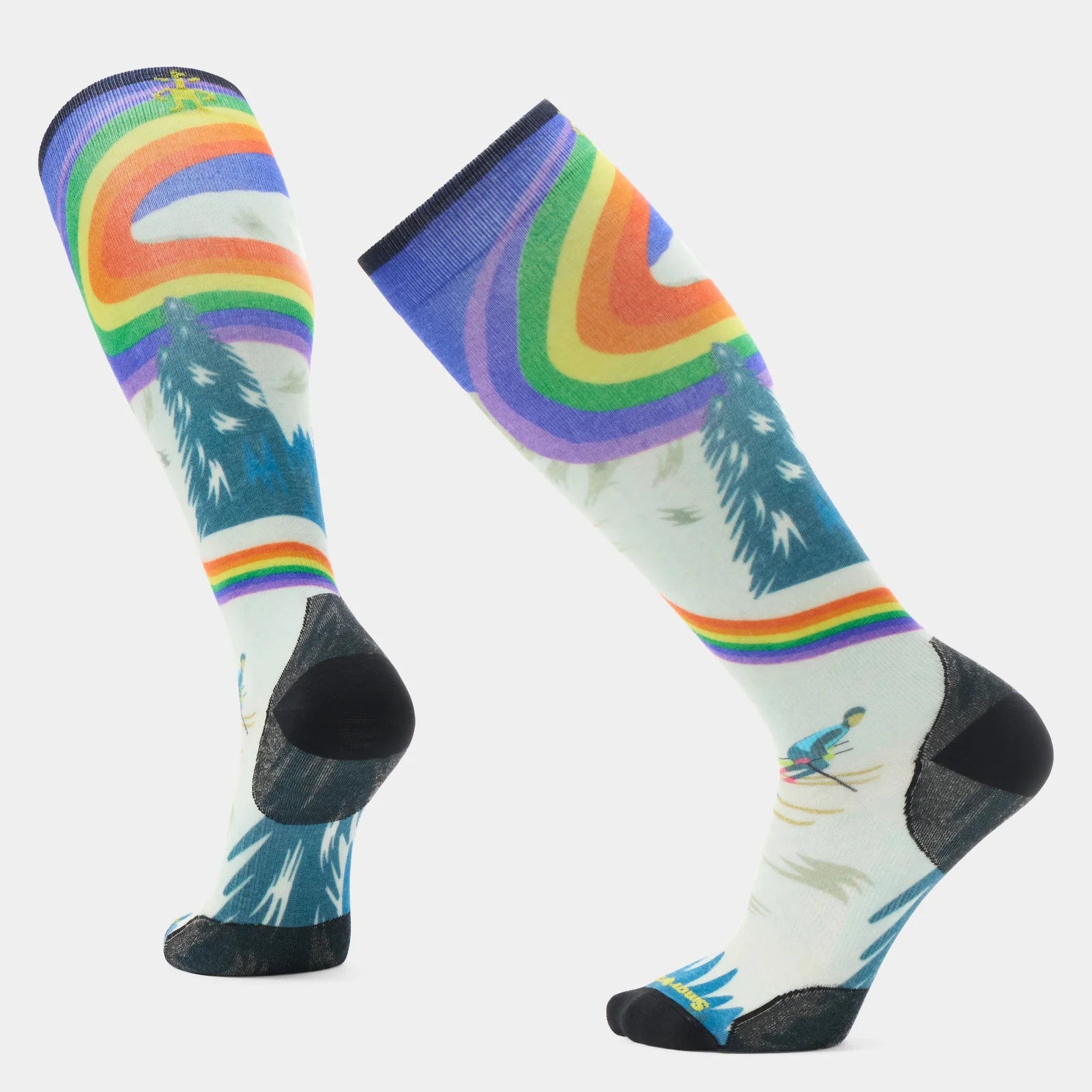 Smartwool Ski Zero Cushion Rainbow Trails Print OTC Socks Laguna Blue