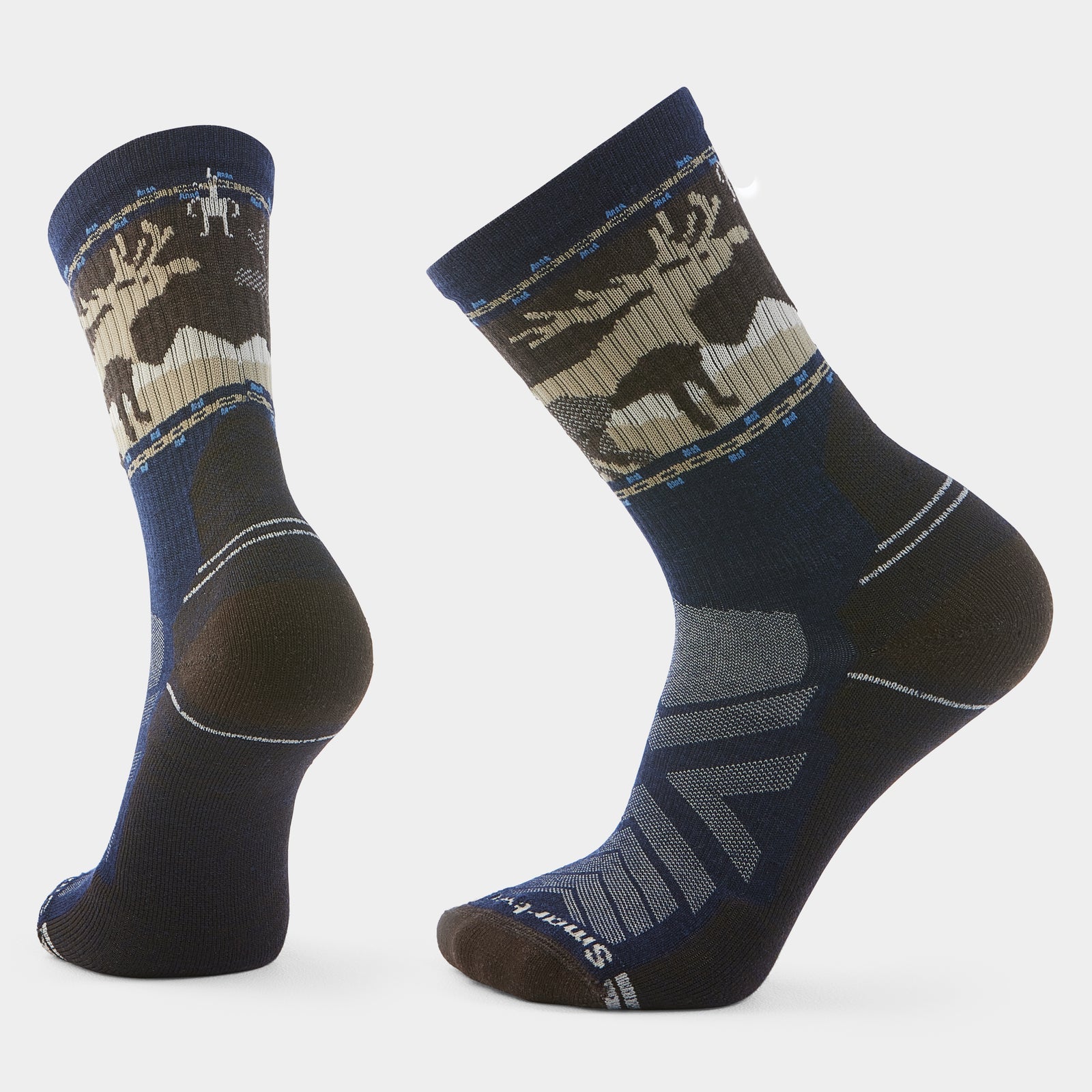 Smartwool Hike Light Cushion Mountain Moose Crew Socks Deep Navy