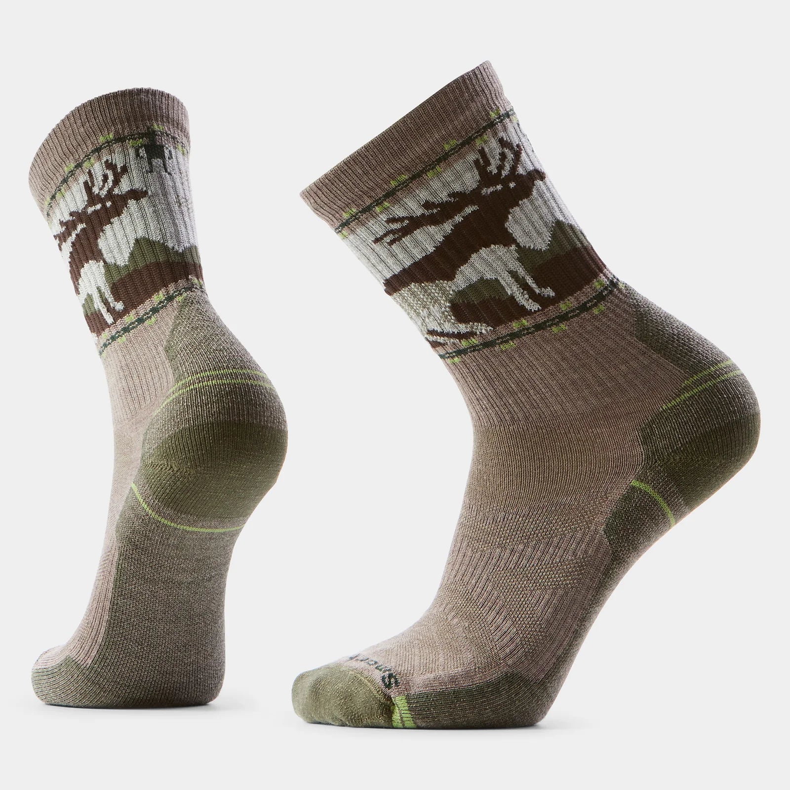 Smartwool Hike Light Cushion Mountain Moose Crew Socks Fossil