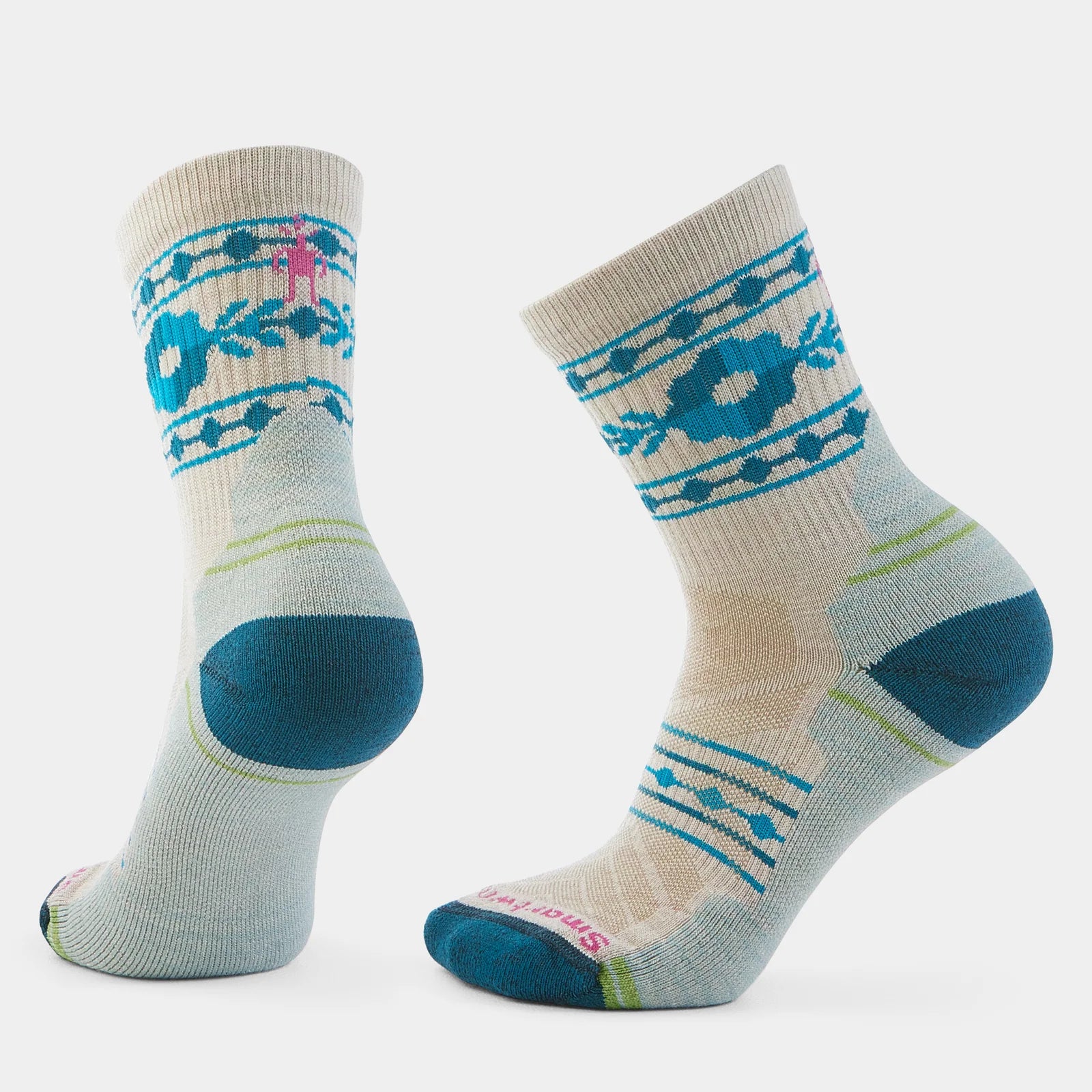 Smartwool Womens Hike Light Cushion Retro Floral Mid Crew Socks MOONBEAM