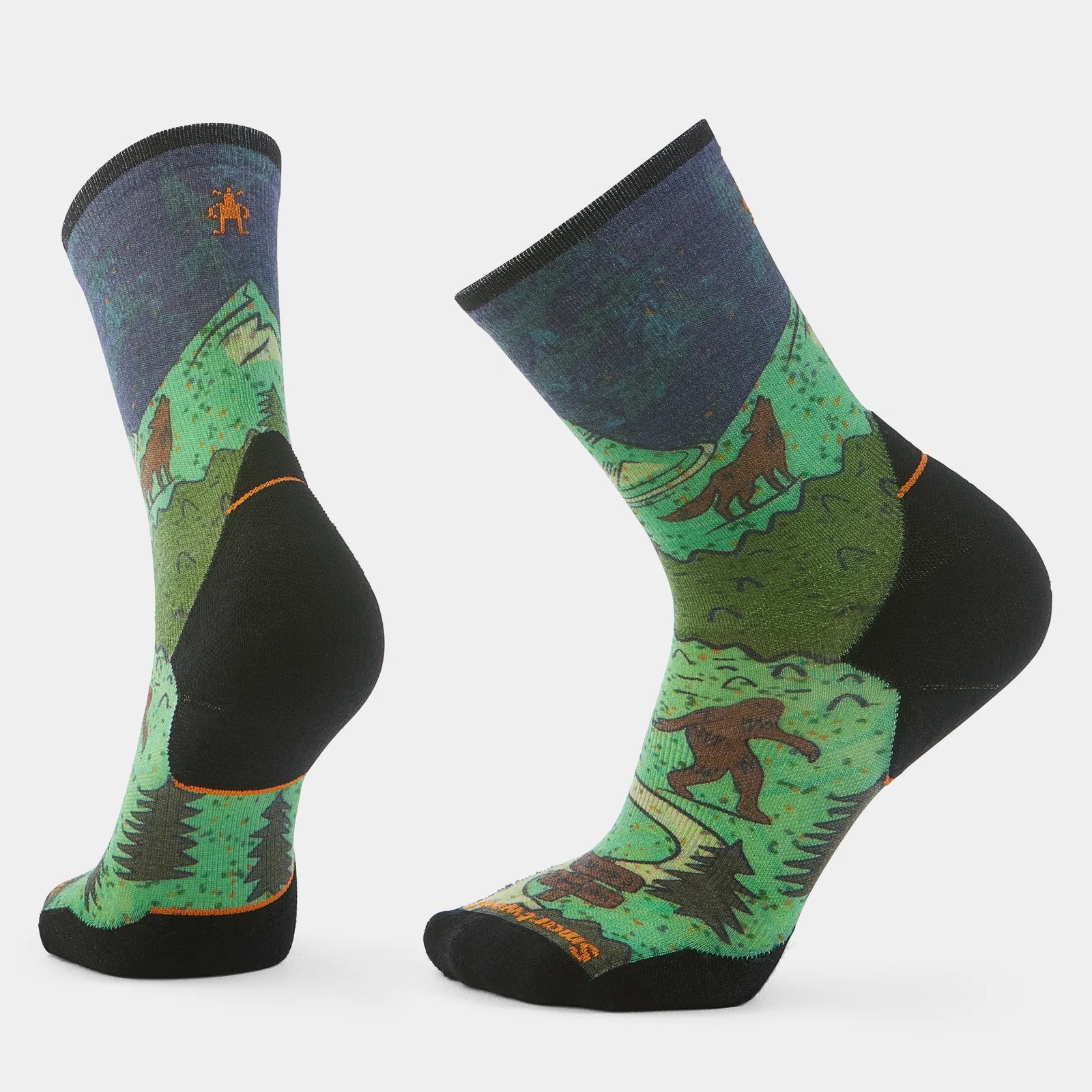 Smartwool Trail Run Targeted Cushion Neature Print Crew Socks Twilight Blue