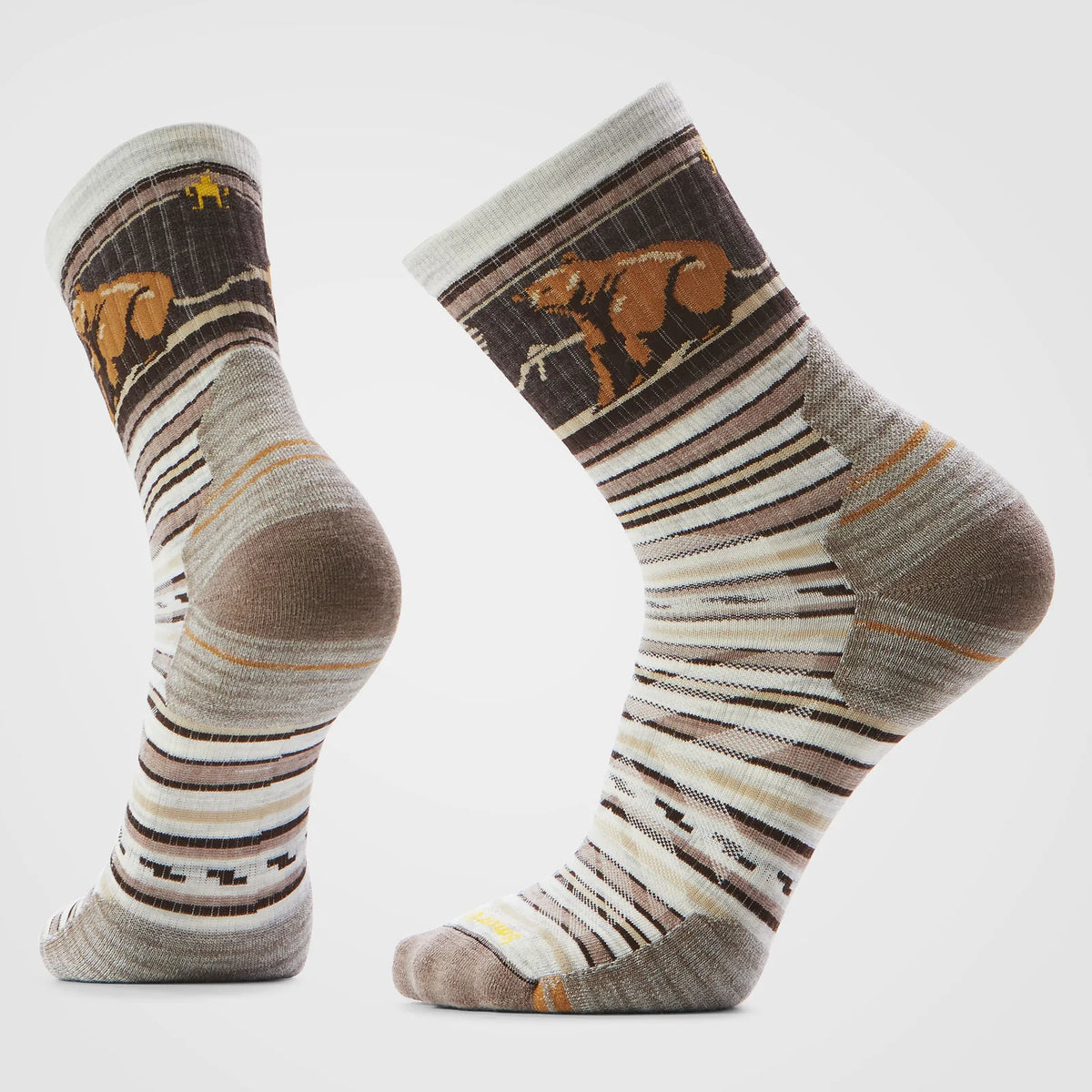 Smartwool Hike Targeted Cushion Bear Stripe Mid Crew Socks Ash