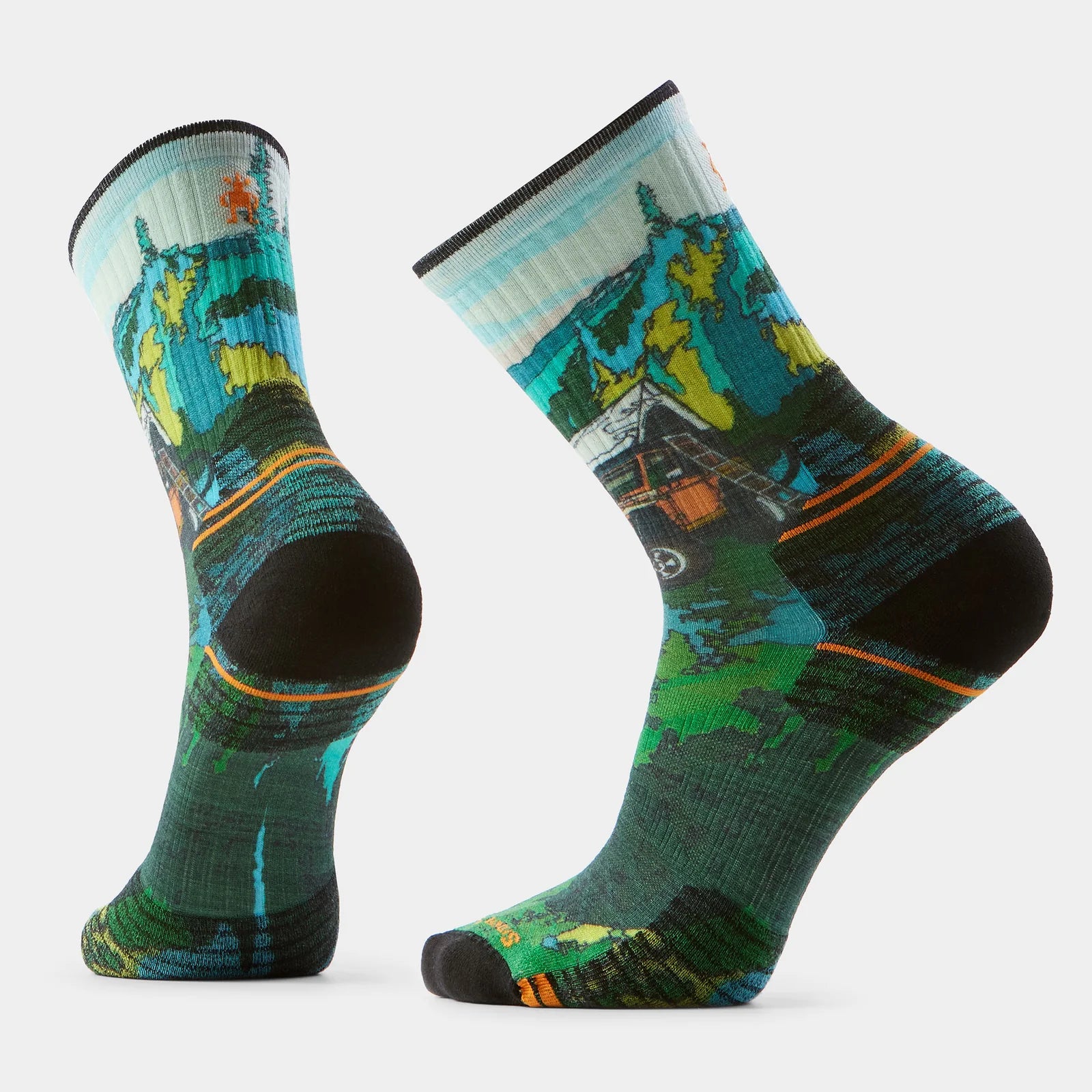Smartwool Hike Targeted Cushion Trail Trekker Print Crew Socks WINTER MOSS