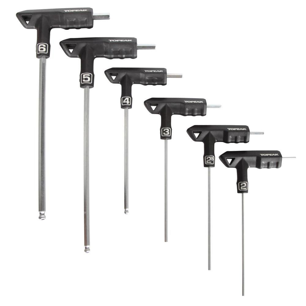 Topeak T-Handle DuoHex – Kit 6 Clés Hexagonales Ergonomiques 2-6 Mm – Poignée Confort Et Embouts à Bille
