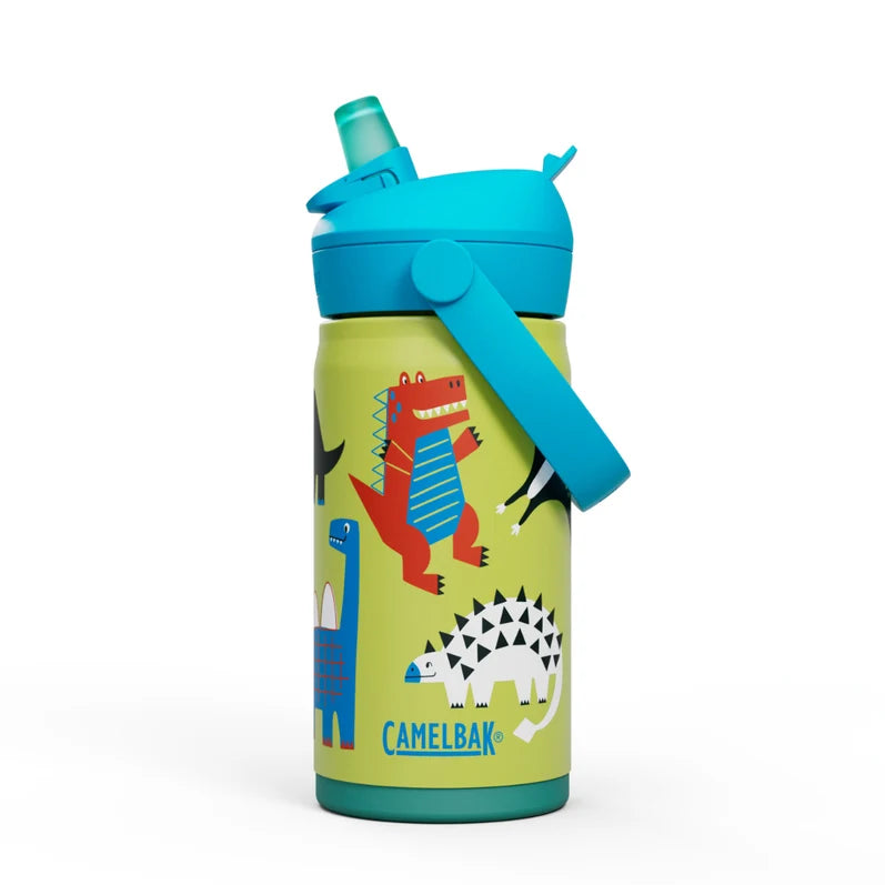 CamelBak Thrive Flip Straw Kids Bottle, Insulated Stainless Steel 350ml Dino Jam