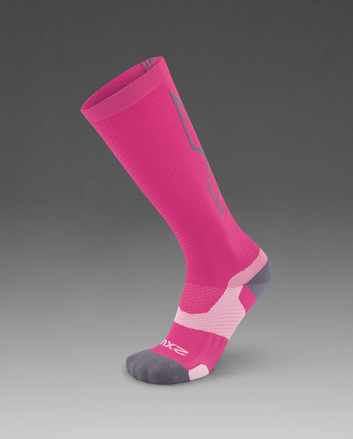 2XU Vectr Light Cushion FullLength Socks Hot Pink Grey
