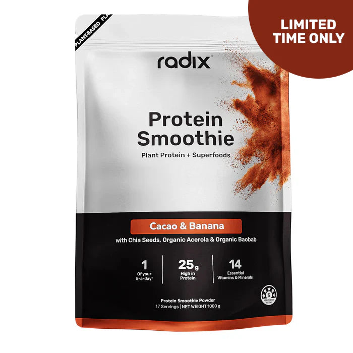 Radix Nutrition Plant Protein Smoothie Single Serve Cacao and Banana