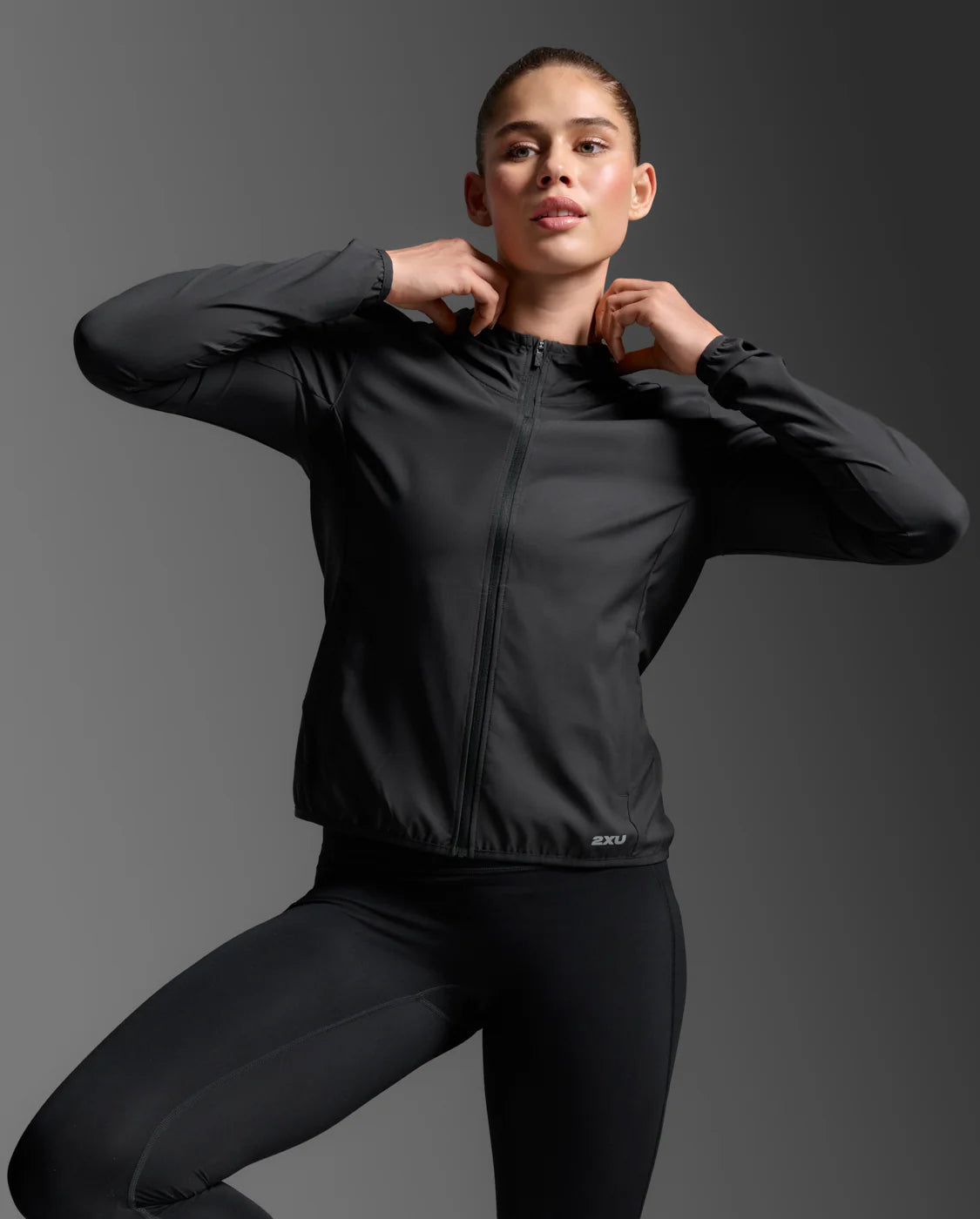 2XU Womens Aero Jacket Black Silver Reflective