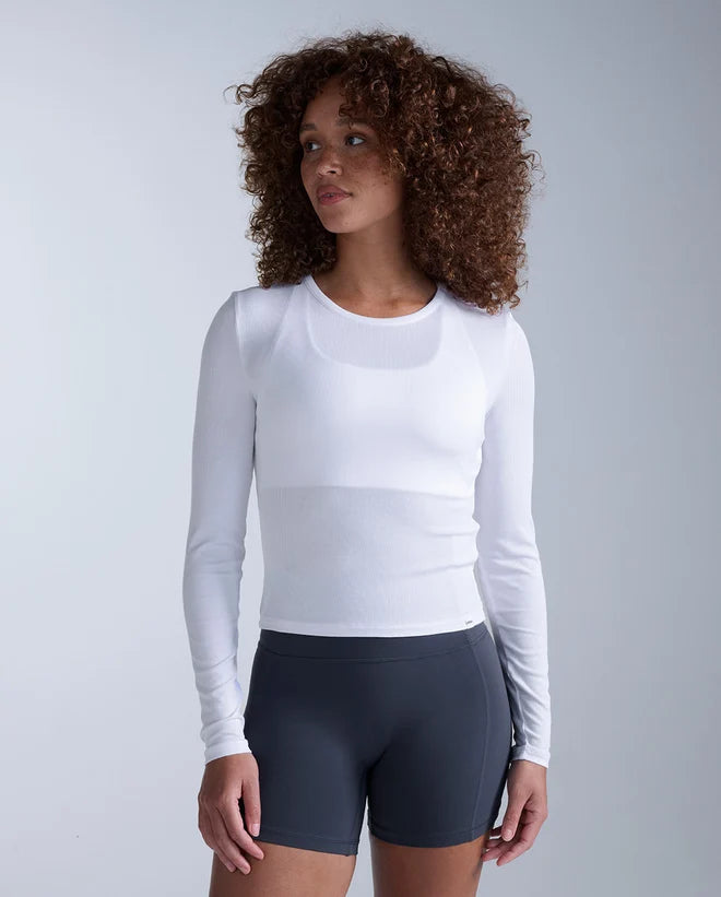 2XU Womens Fluid Modal Rib Long Sleeve White White