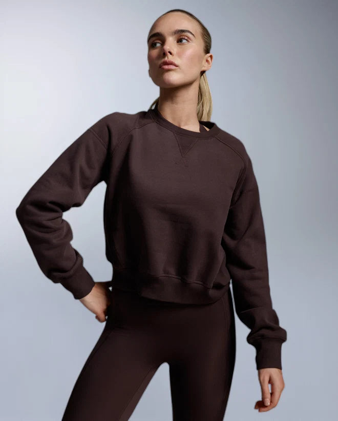 2XU Womens EZ Organic Cotton Ribbed Crew Bark White