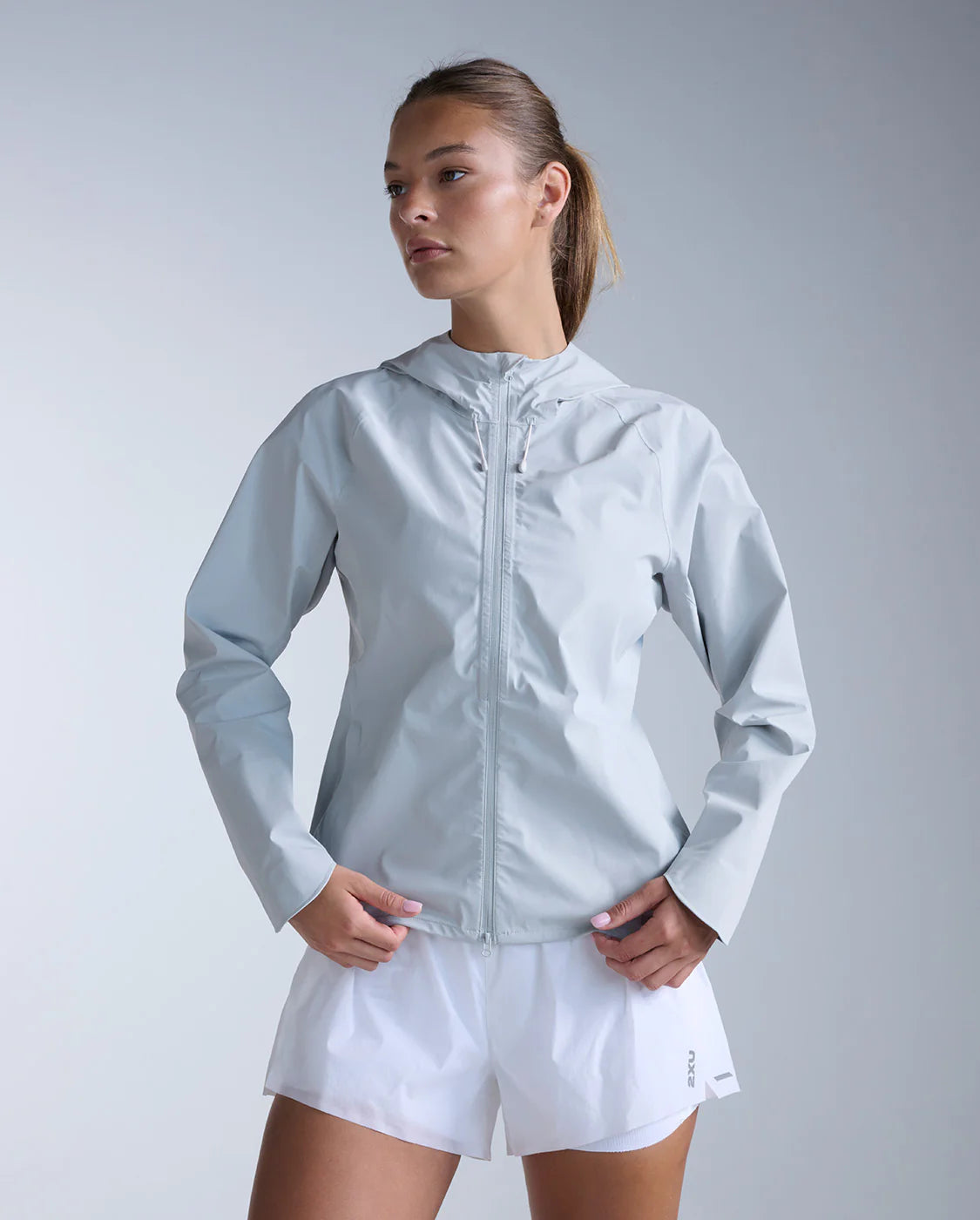 2XU Womens Ignition Shield Waterproof Jacket Harbor Mist Silver Reflective