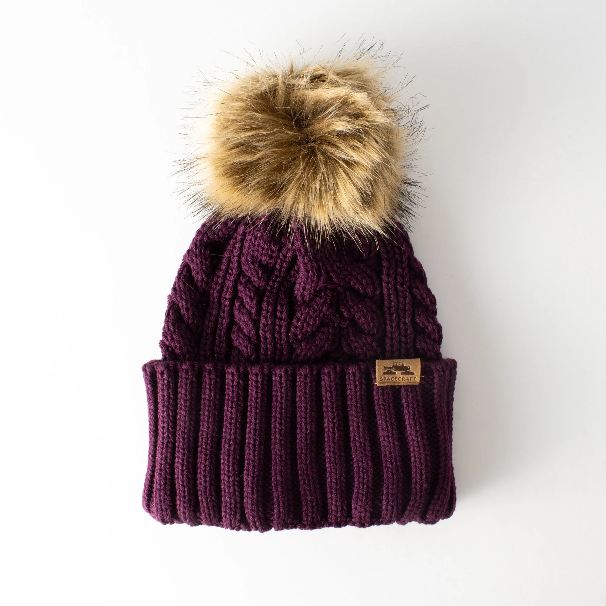 Spacecraft Cable Cuff Pom Beanie