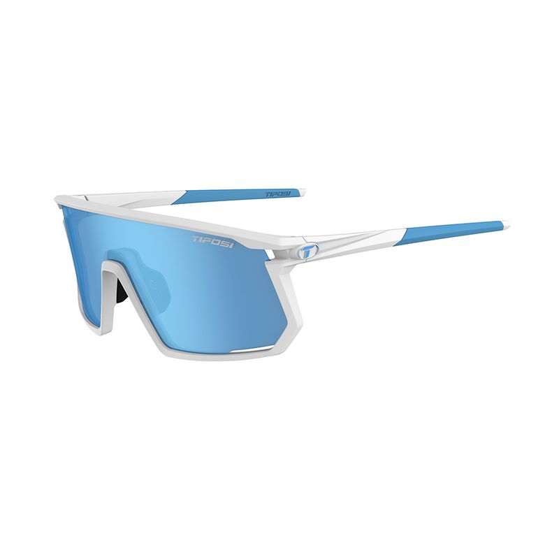 Tifosi Moab Sunglasses Matte White Clarion Blue AC Red and Clear