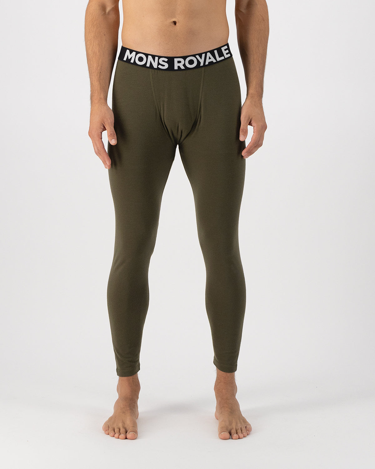 Mons Royale Mens Cascade Merino Base Layer Legging Dark Olive