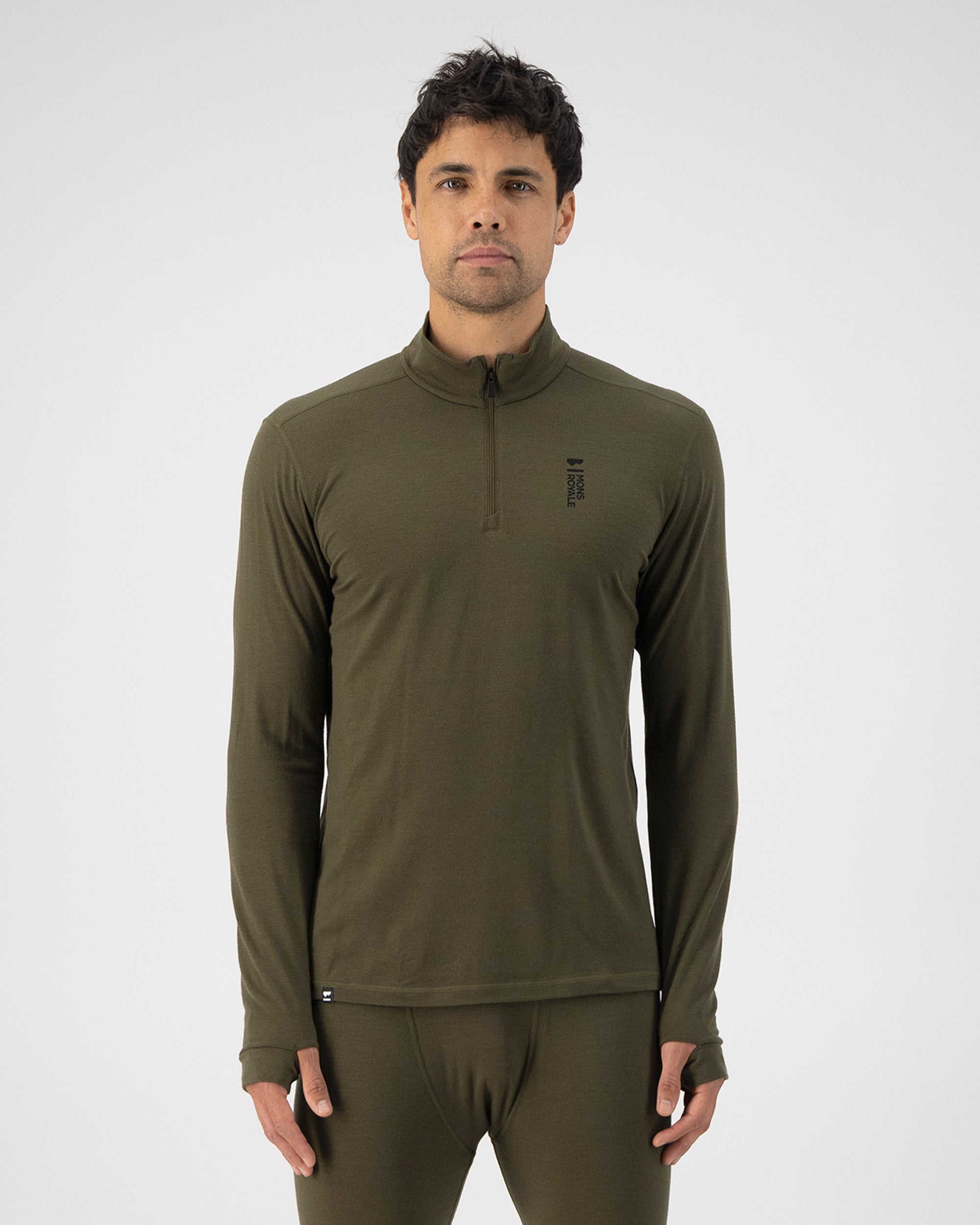 Mons Royale Mens Cascade Merino Base Layer 1/4 Zip Long Sleeve